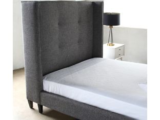 Wingback Upholstered Queen Bed in Charcoal