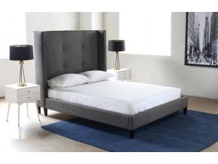 Wingback Upholstered Queen Bed in Charcoal