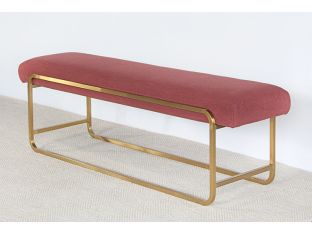 Light Maroon Bullnose Bench With Brass Base