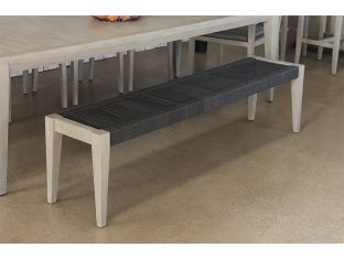 Grey Teak and Rope Outdoor Dining Bench