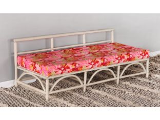 Vintage Floral Print & White Bamboo Bench