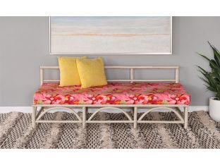 Vintage Floral Print & White Bamboo Bench