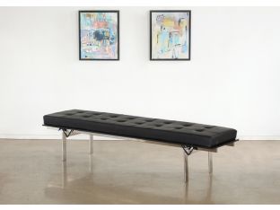 3 Seater Black Leather Bench