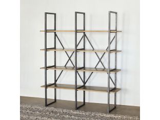 Modern Industrial Double Bookcase