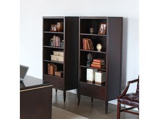 Brown 4-Shelf Bookcase with Drawer
