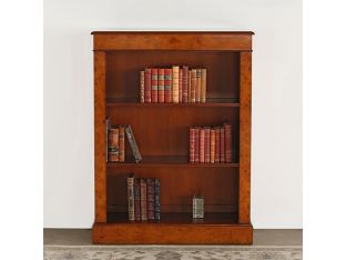 Burled Wood Bookcase With Three Shelves