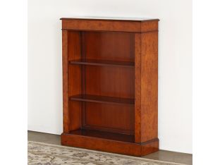 Burled Wood Bookcase With Three Shelves