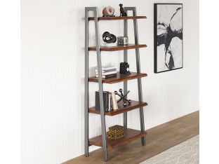 Walnut And Charcoal Steel Bookcase