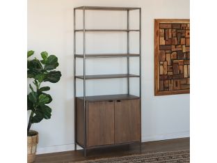 Auburn Poplar Modular Bookcase w/ Leather Pulls