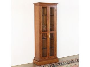Oak Bookcase With Glass Pane Doors