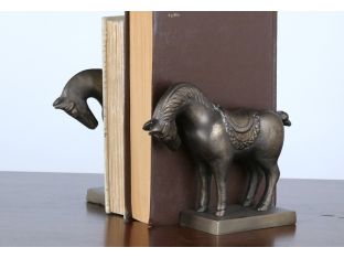 Pair of Brass Tang Horse Bookends