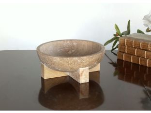 White Marble Bowl with Cross Base