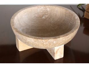 White Marble Bowl with Cross Base