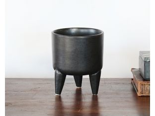 Large Ceramic Black Tripod Bowl