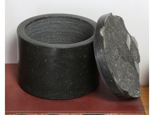 Marble Round Box With Rock Hewn Lid