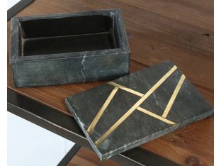 Black Marble & Brass Inlay Box