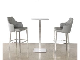 Tufted Mid-Back Bar Stool in Gray Leatherette