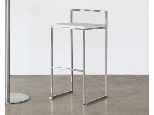 White Leather and Chrome Bar Stool