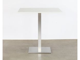 Square White Top Bar Table W/Brushed Aluminum Base