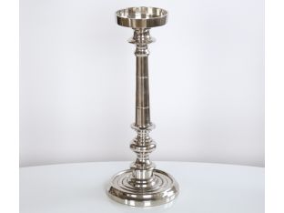 Medium Nickel Finish Pillar Candle Holder