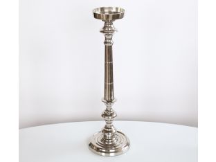 Large Nickel Finish Pillar Candle Holder