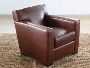 Tight Back Jean Michel Frank Style Club Chair in Leather