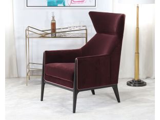 Merlot Velvet Wing Chair