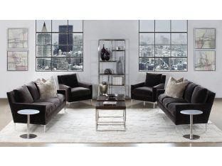 Modern 3 Seat Sofa In Smoke Gray Velvet