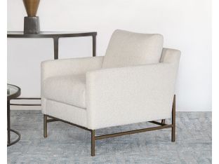 Natural Boucle Club Chair On Bronze Iron Base
