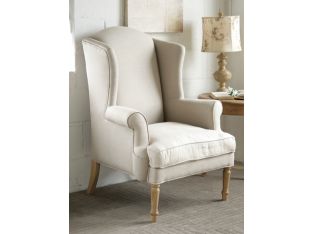 Natural Linen Wingback Chair