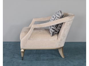 Blush Taupe Club Chair W/ Open Arm & Toss Pillow Back