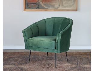 Moss Velvet Green Channeled Back Club Chair