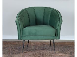 Moss Velvet Green Channeled Back Club Chair