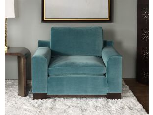 Turquoise Velvet Club Chair w/ Black Ash Feet