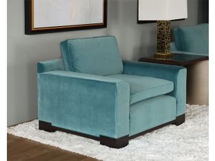 Turquoise Velvet Club Chair w/ Black Ash Feet