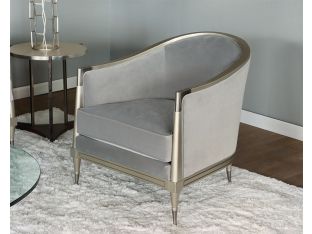 Grey Curved Back Club Chair w/ Soft Silver Frame