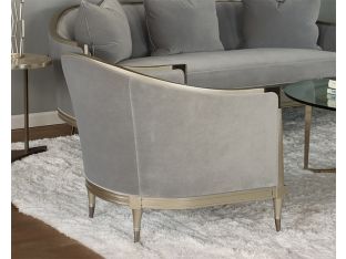 Grey Curved Back Club Chair w/ Soft Silver Frame