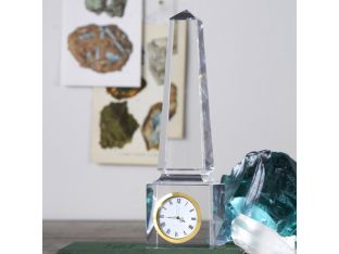 Glass Obelisk with Clock - Cleared Décor