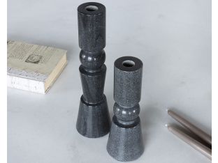 Ebony Totem Inspired Marble Candlesticks - Cleared