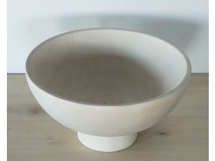 Ivory Reclaimed Wooden Bowl on Pedestal - Cleared