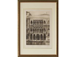 Framed Venice Photogravures 2, C.1890 15.5W x 22H
