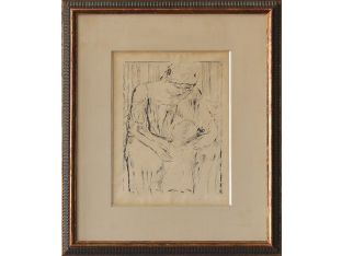 Framed Mother And Child Etching, 19th -Early 20th Century 18W x 21H