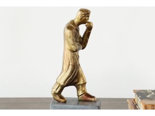 Antique Brass Contemplating Man Sculpture - Cleared