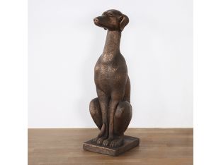 Bronze Sitting Greyhound Sculpture - Cleared