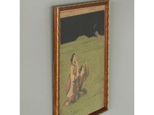 Elopers In Musashino Woodblock, Ca. 19th Century 9.75W x 12.75H