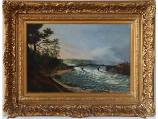 Hudson River School Landscape w/ Bridge -19th Century
