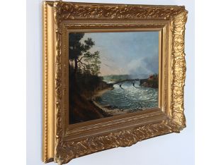 Hudson River School Landscape w/ Bridge -19th Century