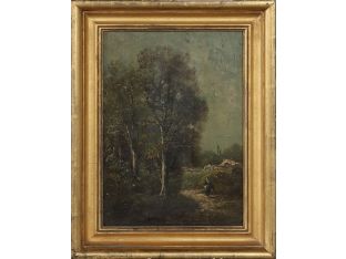 Country Landscape, Oil on Board, 19th Century 13W x 16.75H