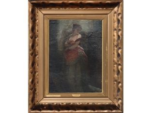 Demure Portrait, Oil on Board 19th Century 17W x 21H