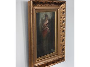 Demure Portrait, Oil on Board 19th Century 17W x 21H